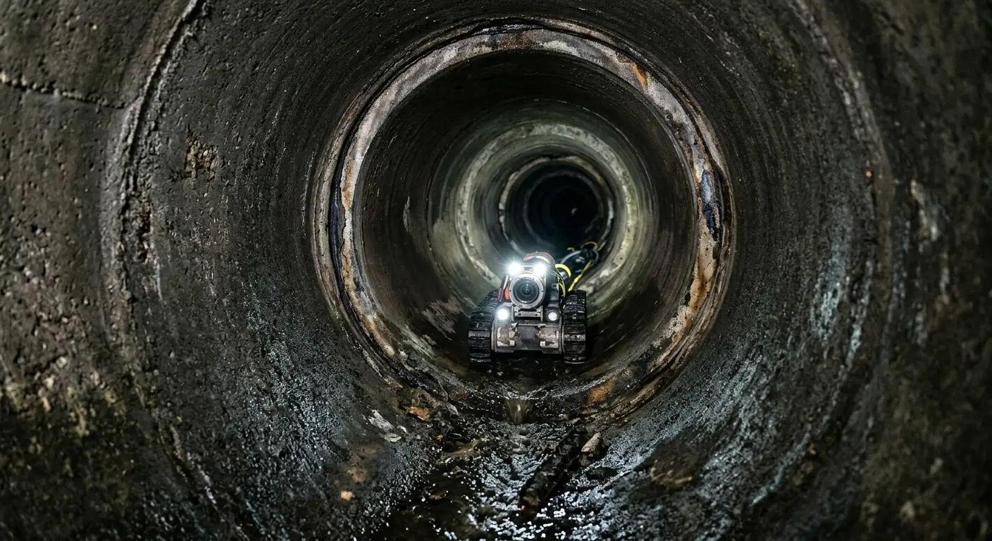 Robotic sewer camera inspecting pipe interior for Sewer Line Cleaning in River Park